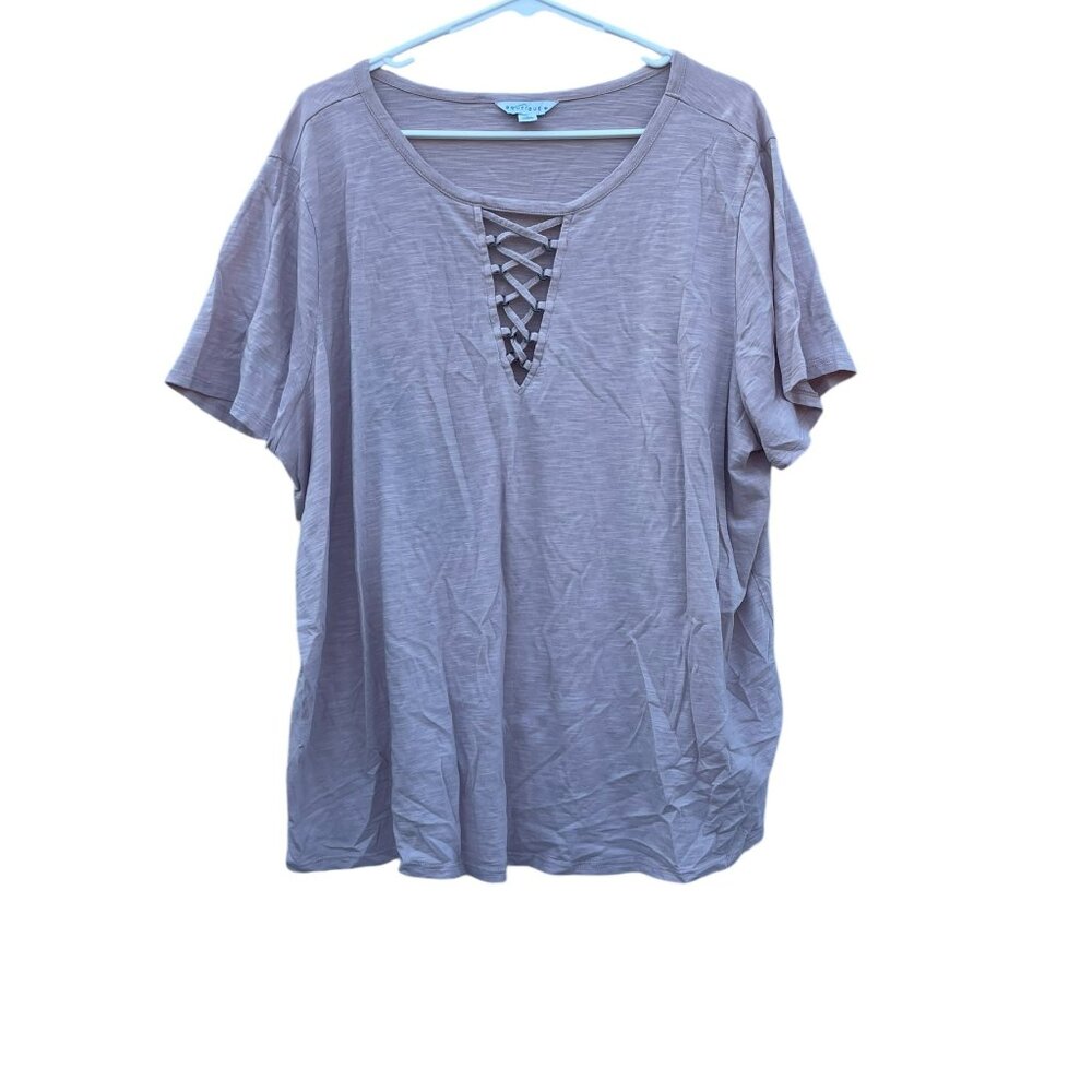 Womens Boutique Peach Crisscross 3X Shirt
